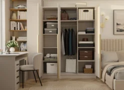 Armadio 3 ante 150x200 cm design elegante beige cashmere AT17