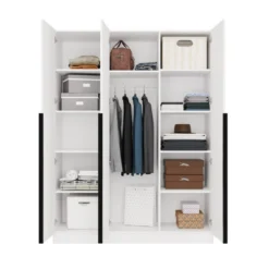Armadio 3 ante 150x200 cm design elegante bianco opaco AT17