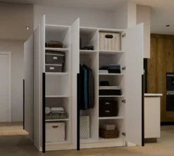 Armadio 3 ante 150x200 cm design elegante bianco opaco AT17