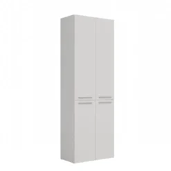 Armadio bagno moderno 60x174 cm con cesto portabiancheria bianco opaco ABT1