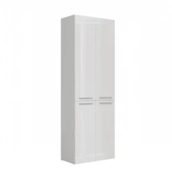 Armadio bagno salvaspazio 60x174 cm con 2 cesti portabiancheria bianco lucido ABT3