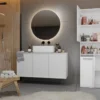 Armadio bagno salvaspazio 60x174 cm con cesto portabiancheria bianco lucido ABT2