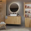Armadio bagno salvaspazio 60x174 cm con 2 cesti portabiancheria rovere ABT3