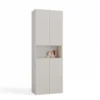 Armadio bagno salvaspazio 60x174 cm con cesto portabiancheria beige cashmere ABT2