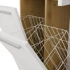 Armadio bagno salvaspazio 60x174 cm con 2 cesti portabiancheria bianco e rovere ABT3