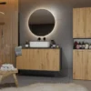 Armadio bagno salvaspazio 60x174 cm con cesto portabiancheria rovere e antracite ABT2