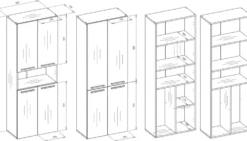 Armadio bagno 60x174 cm con vano aperto e cesti portabiancheria rovere e antracite ABT4