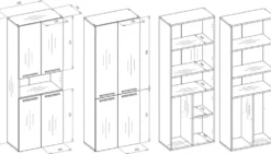 Armadio bagno 60x174 cm con vano aperto e cesti portabiancheria bianco e rovere ABT4