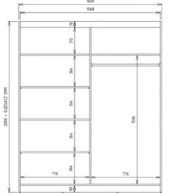 Armadio due ante scorrevoli 160x200 cm con specchio rovere chiaro AT23