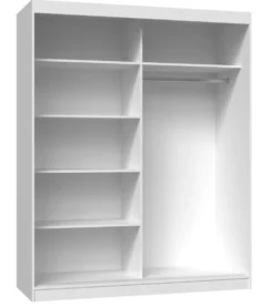 Armadio due ante scorrevoli 160x200 cm con specchio bianco AT23