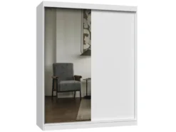 Armadio due ante scorrevoli 160x200 cm con specchio bianco AT23