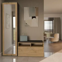 Armadio guardaroba per ingresso rovere e antracite MIT4