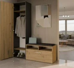 Armadio guardaroba per ingresso rovere e antracite MIT4