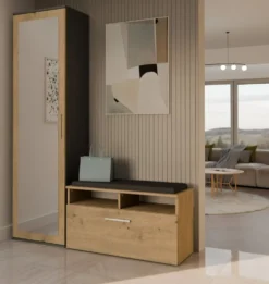 Armadio guardaroba per ingresso rovere e antracite MIT4