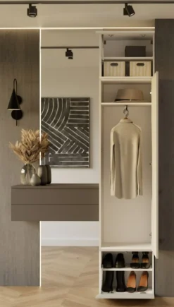 Armadio guardaroba 50x238 cm per ingresso beige cashmere MIT16