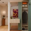 Armadio guardaroba 50x238 cm per ingresso rovere chiaro e grigio MIT16