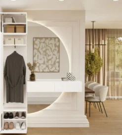 Armadio guardaroba 50x238 cm per ingresso bianco e beige cashmere MIT16