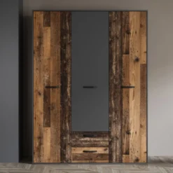 Armadio moderno a tre ante battenti e tre cassetti 150x200 AI21