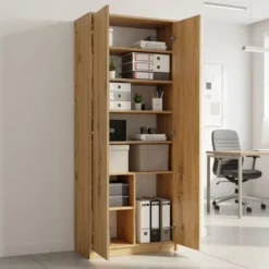 Armadio ufficio moderno 74x180x35 cm rovere AT1