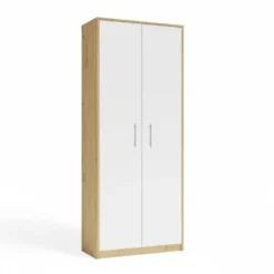 Armadio ufficio moderno 74x180x35 cm rovere e bianco AT1