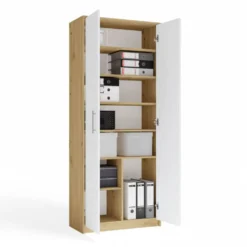 Armadio ufficio moderno 74x180x35 cm rovere e bianco AT1