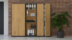 Armadio ufficio moderno 74x180x35 cm rovere e antracite AT1