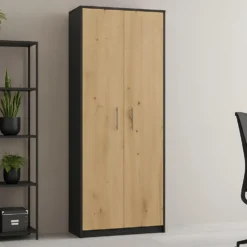 Armadio ufficio moderno 74x180x35 cm rovere e antracite AT1