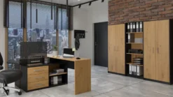Armadio ufficio moderno 74x180x35 cm rovere e antracite AT1