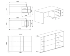 Arredamento ufficio moderno rovere e grigio UI14