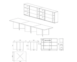 Arredo per ufficio rovere chiaro e grigio cobalto lucido UI18