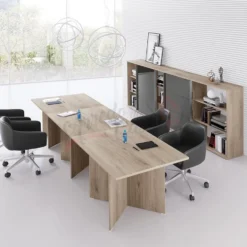 Arredo per ufficio rovere chiaro e grigio cobalto lucido UI18