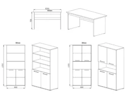 Arredo per ufficio rovere e grigio lucido UI9