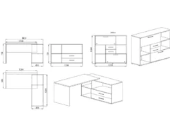 Arredo studio moderno rovere e grigio lucido UI6