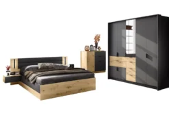 Camera da letto completa abete naturale e grigio grafite CDLI30