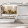 Camera da letto completa bianco lucido e rovere con comodini CDLI39