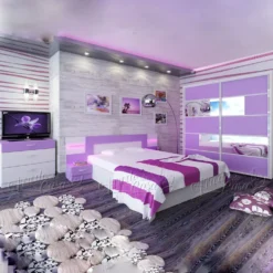 Camera da letto completa bianca/viola CDLU12