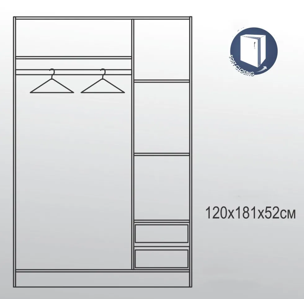 Camera da letto completa con letto a francese 140x190 design effetto legno rovere e antracite CMG40