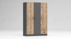 Camera da letto completa con letto a francese 140x190 design effetto legno rovere e antracite CMG40