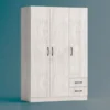 Camera da letto completa con letto a francese 140x190 design effetto legno bianco CMG40