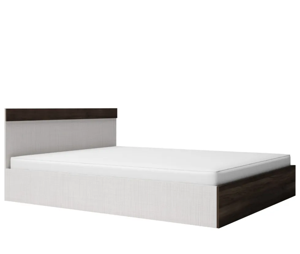 Camera da letto completa con letto contenitore 160x200 cm wengè e lino bianco CMG3