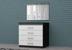 Camera da letto completa elegante con letto 160x200 cm bianca e nera CMG13