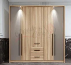 Camera da letto completa legno naturale e grigio chiaro CDLI37