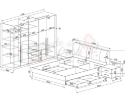 Camera da letto completa legno naturale e grigio chiaro CDLI37
