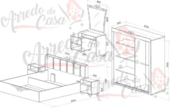 Camera da letto completa marmo e bianco lucido CDLU34