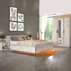 Camera da letto completa moderna bianco legno CMG47