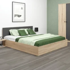 Camera da letto completa 160x200 cm in rovere e antracite CDMG1