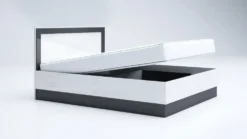 Camera da letto completa 160x200 con comò e specchio effetto laccato bianco lucido e antracite CMG44