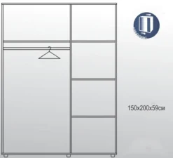Camera da letto completa 160x200 con comò e specchio effetto legno bianco CMG44