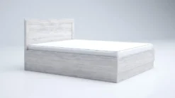 Camera da letto completa 160x200 con comò e specchio effetto legno bianco CMG44