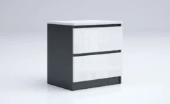 Camera da letto completa 160x200 con comò design moderno laccato bianco lucido e antracite CMG45